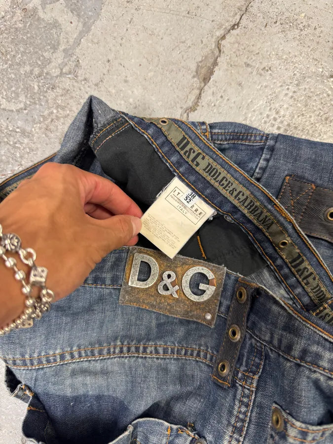 SS2004 Dolce & Gabbana Blue Parachute Cargo Denim Jeans gNoGfqb 8