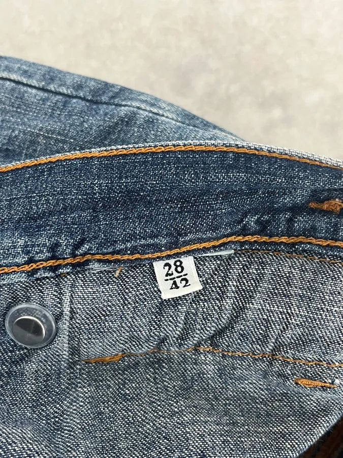 SS2004 Dolce & Gabbana Blue Technical Flared Denim Jeans VCvAHTf 9