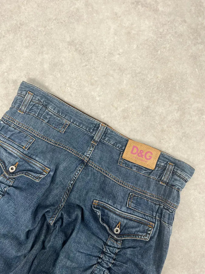 SS2004 Dolce & Gabbana Blue Technical Flared Denim Jeans VCvAHTf 7