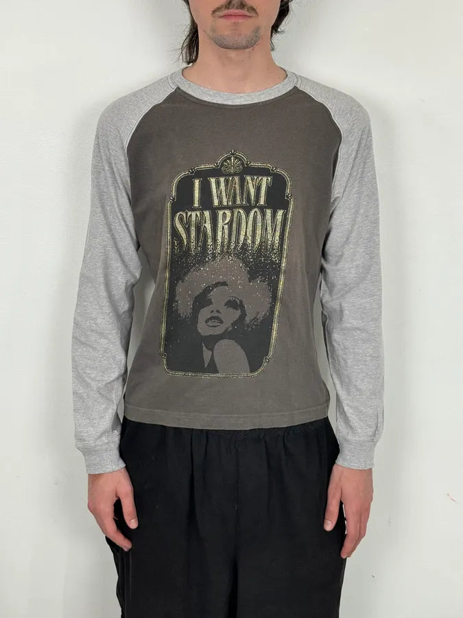 SS2004 Dolce & Gabbana Brown & Grey I Want Stardom Graphic Longsleeve TRwvcMD 1