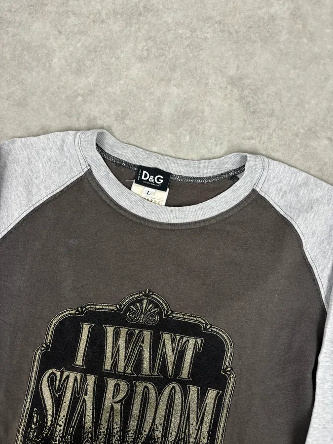 SS2004 Dolce & Gabbana Brown & Grey I Want Stardom Graphic Longsleeve TRwvcMD 3