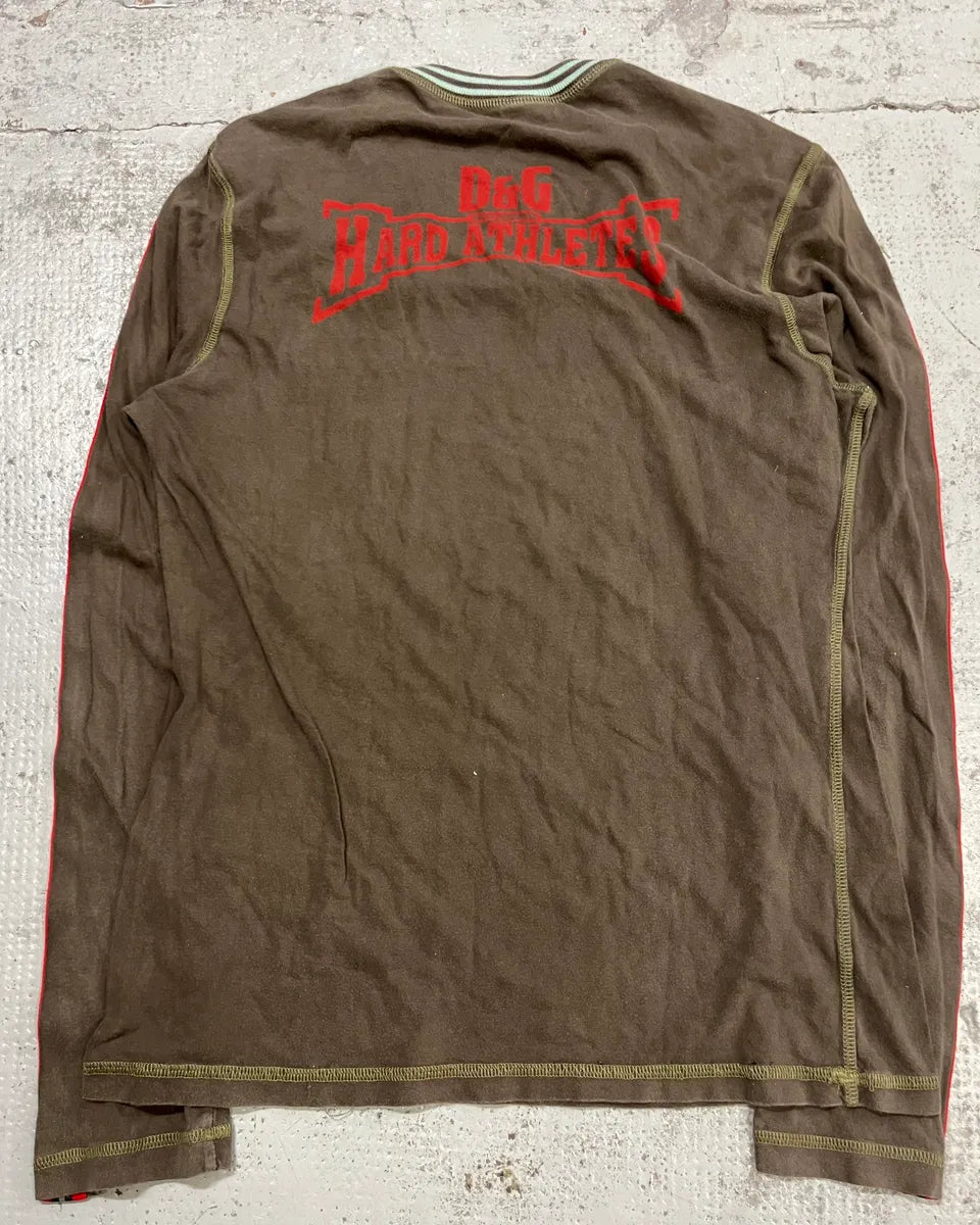 SS2004 Dolce & Gabbana Brown Athlete Longsleeve T-Shirt PmygKRO 6