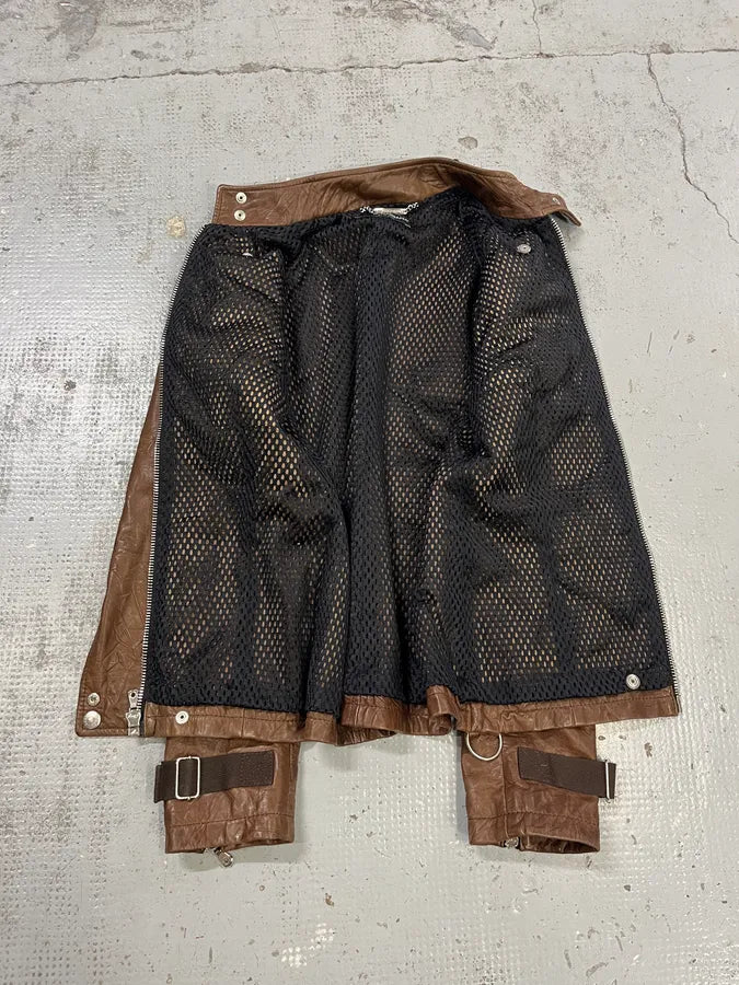 SS2004 Dolce & Gabbana Brown Multi-Zip Biker Leather Jacket wOCghoJ 10