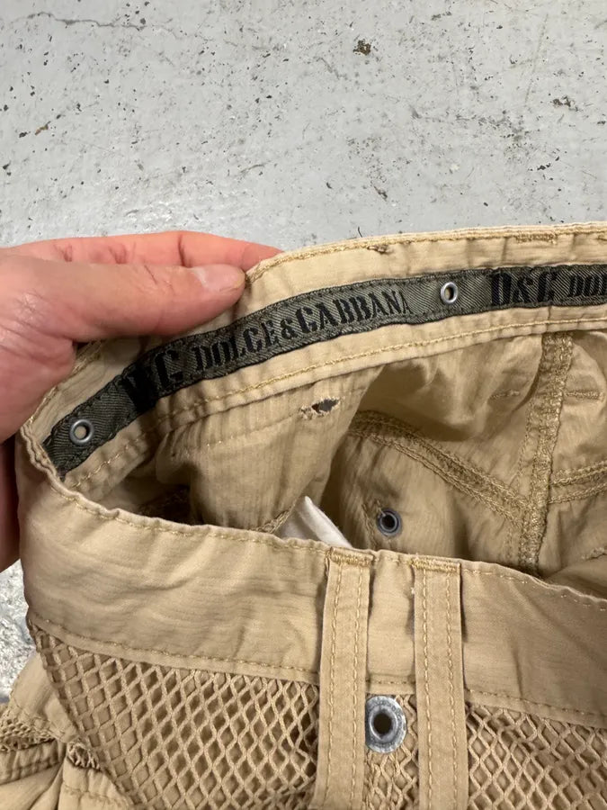 SS2004 Dolce & Gabbana Cargo Beige Cargo Bondage Nylon Mesh Pants dBbSodJ 10