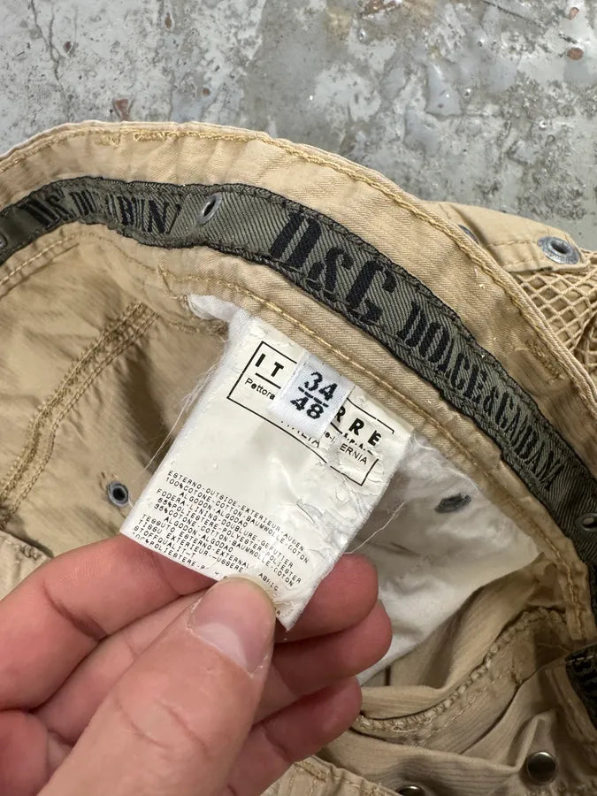 SS2004 Dolce & Gabbana Cargo Beige Cargo Bondage Nylon Mesh Pants dBbSodJ 12