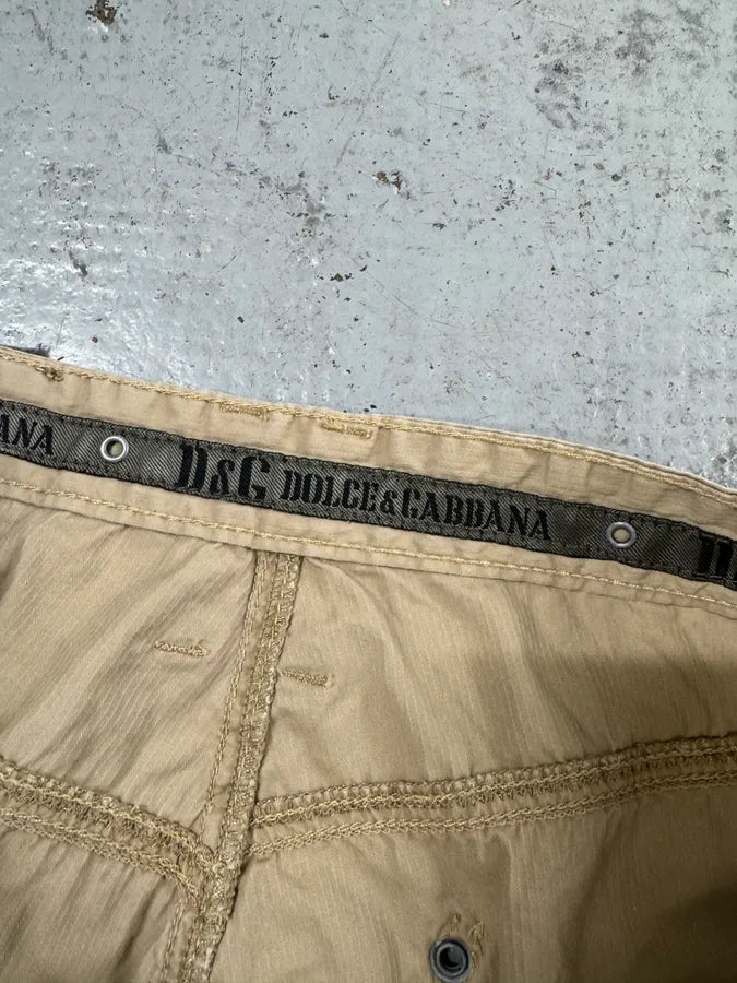 SS2004 Dolce & Gabbana Cargo Beige Cargo Bondage Nylon Mesh Pants dBbSodJ 13