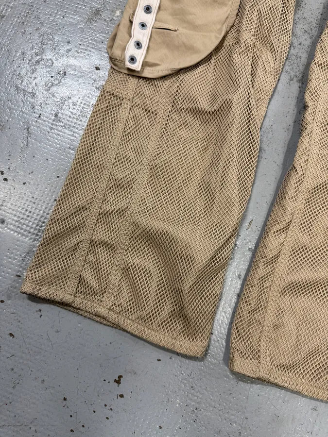 SS2004 Dolce & Gabbana Cargo Beige Cargo Bondage Nylon Mesh Pants dBbSodJ 8