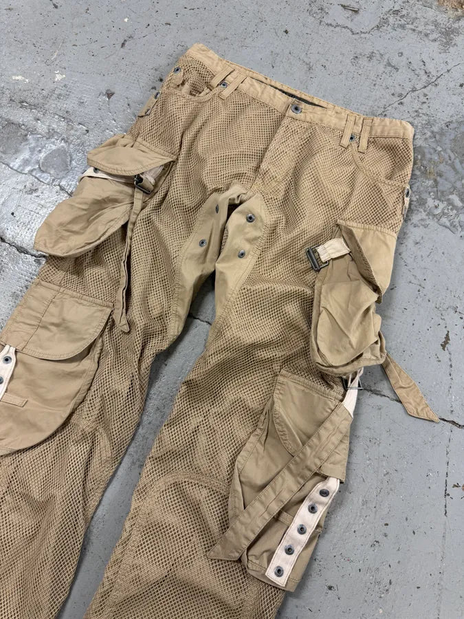 SS2004 Dolce & Gabbana Cargo Beige Cargo Bondage Nylon Mesh Pants dBbSodJ 9