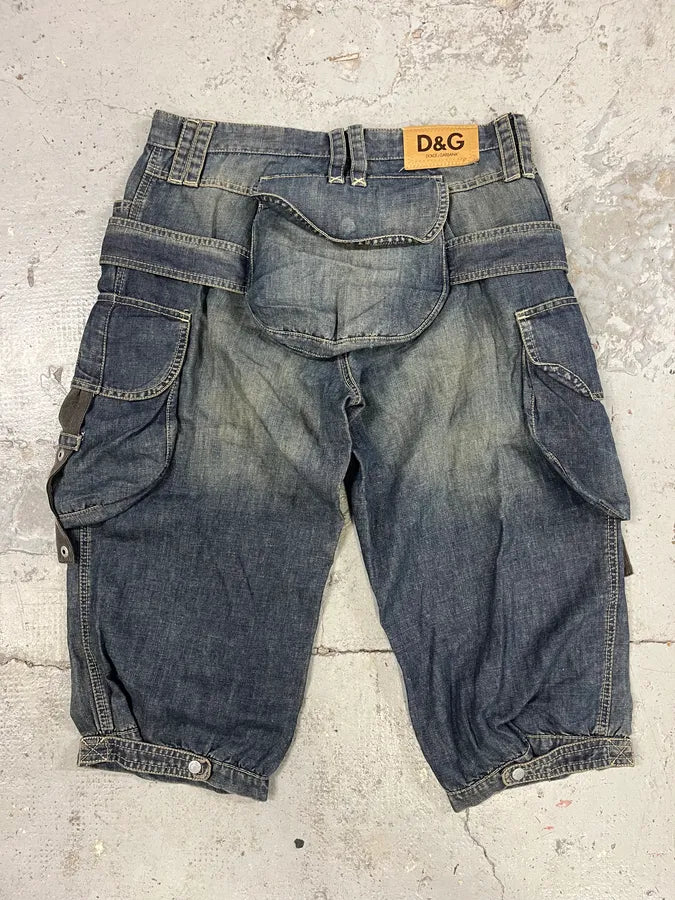 SS2004 Dolce & Gabbana Cargo Parachute Denim Shorts kMAYlIa 6