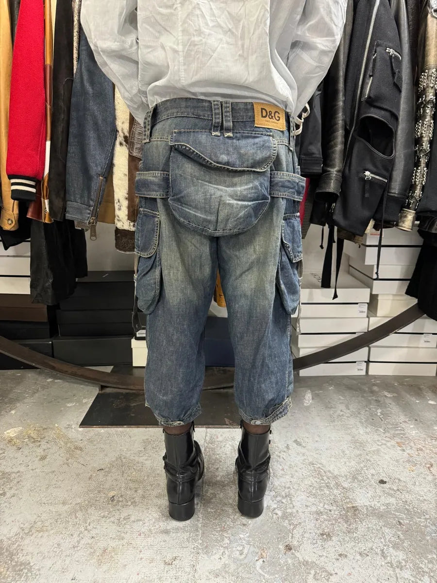 SS2004 Dolce & Gabbana Cargo Parachute Denim Shorts kMAYlIa 2