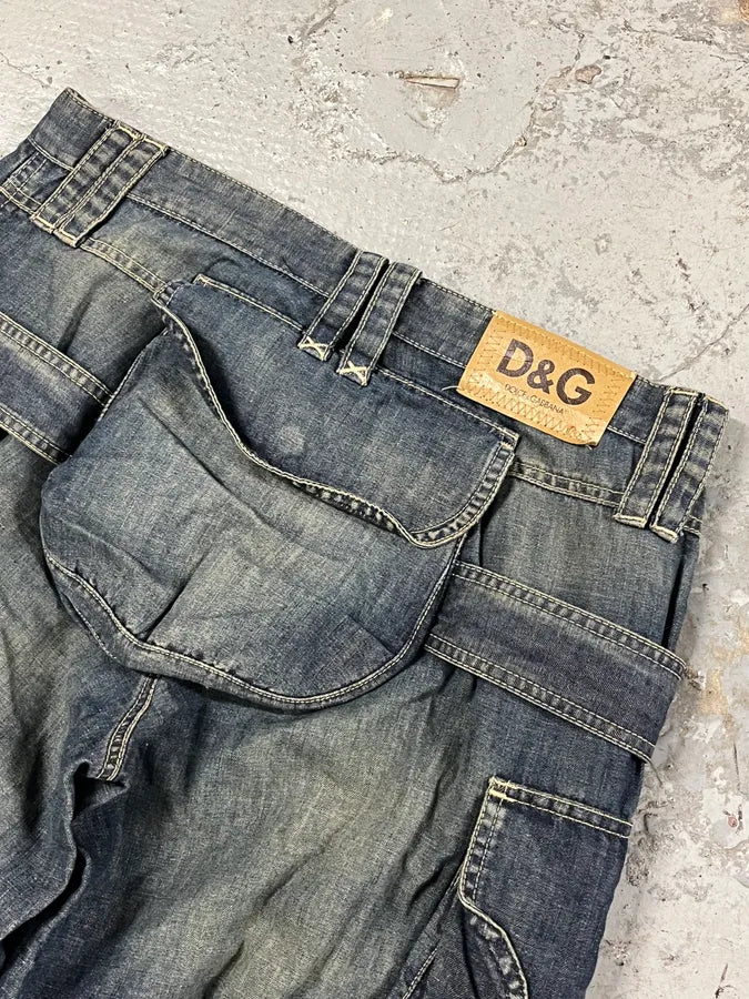 SS2004 Dolce & Gabbana Cargo Parachute Denim Shorts kMAYlIa 7