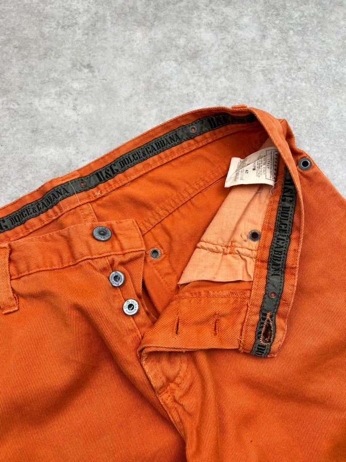 SS2004 Dolce & Gabbana Distressed Orange Denim Jeans XoumsnM 10