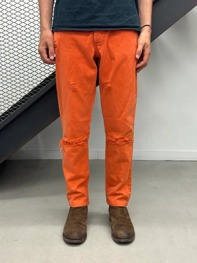 SS2004 Dolce & Gabbana Distressed Orange Denim Jeans XoumsnM 2