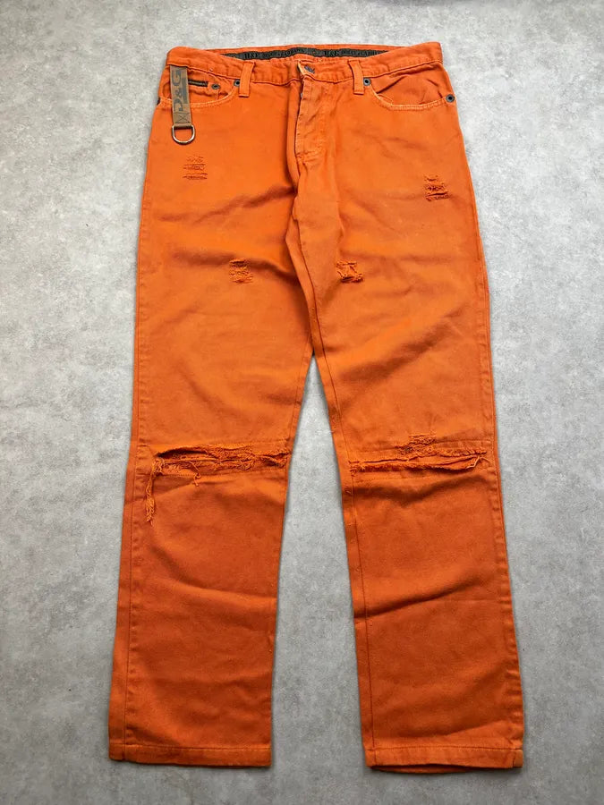 SS2004 Dolce & Gabbana Distressed Orange Denim Jeans XoumsnM 5