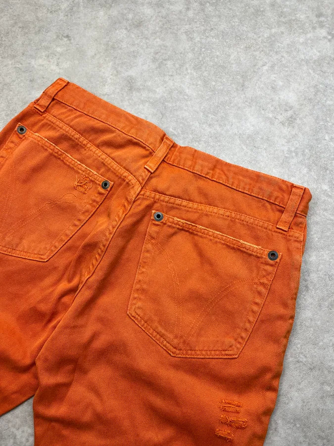 SS2004 Dolce & Gabbana Distressed Orange Denim Jeans XoumsnM 9