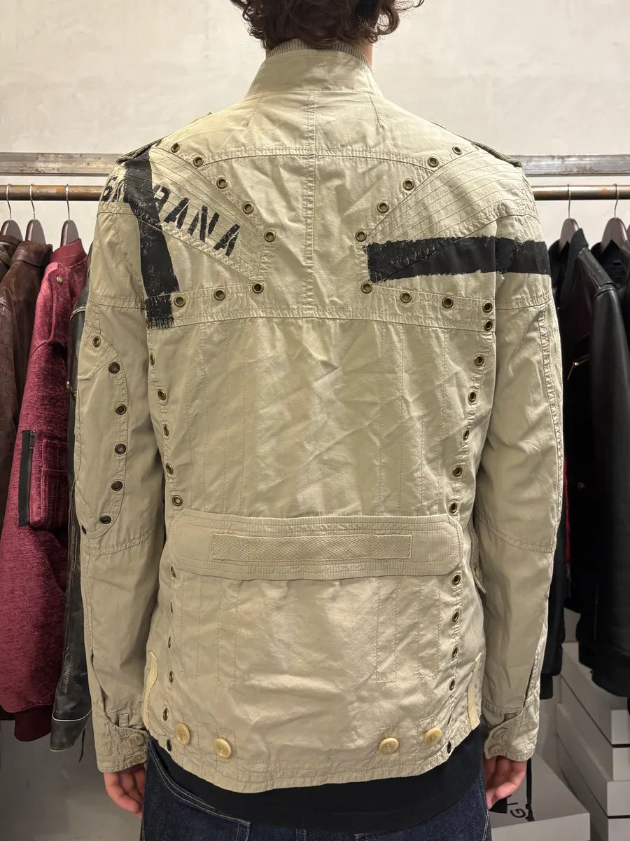 SS2004 Dolce & Gabbana Eyelet Bondage Army Beige Jacket SXNAggc 2