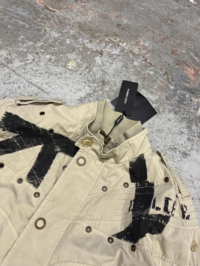 SS2004 Dolce & Gabbana Eyelet Bondage Army Beige Jacket SXNAggc 3