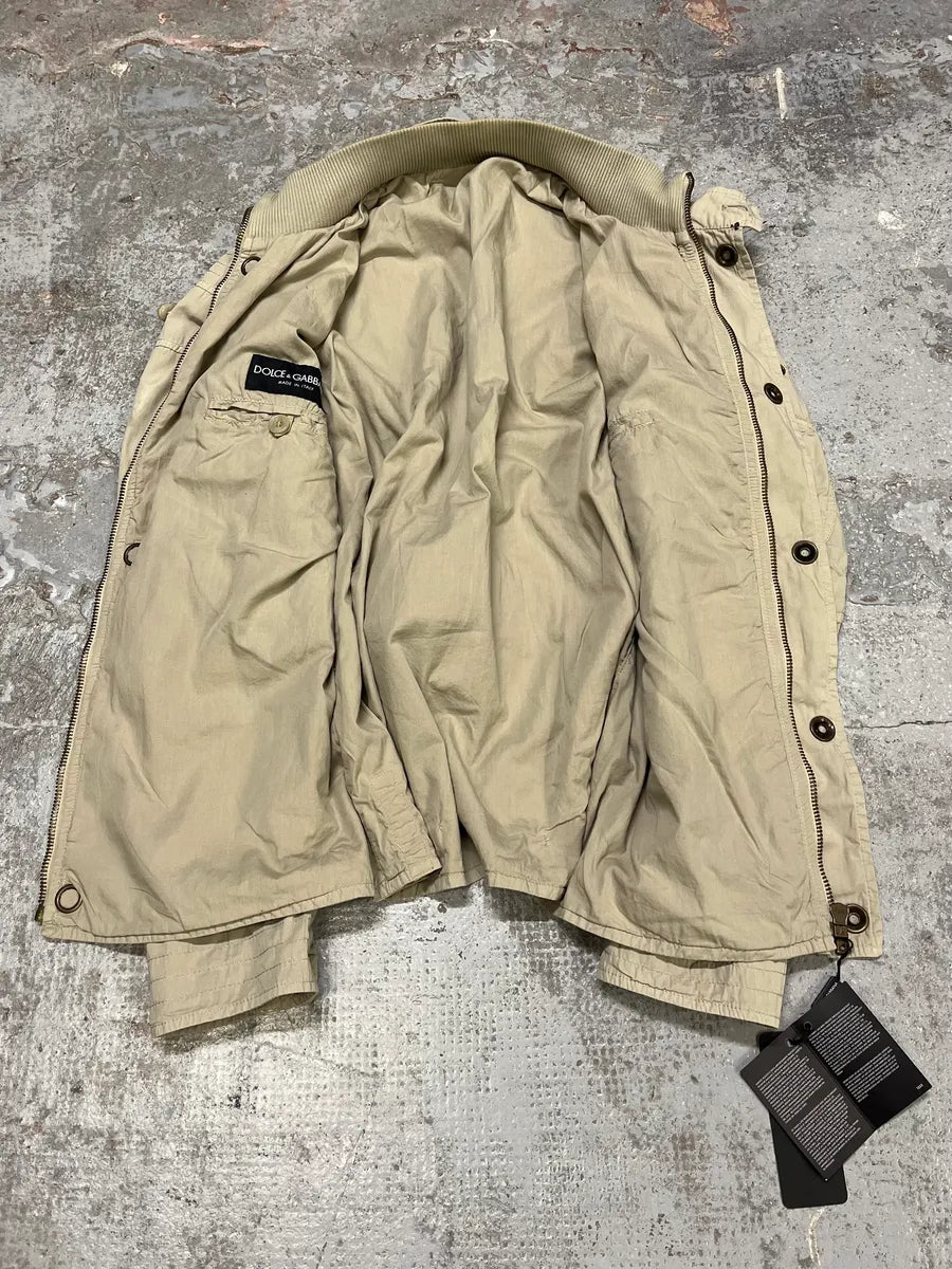 SS2004 Dolce & Gabbana Eyelet Bondage Army Beige Jacket SXNAggc 7