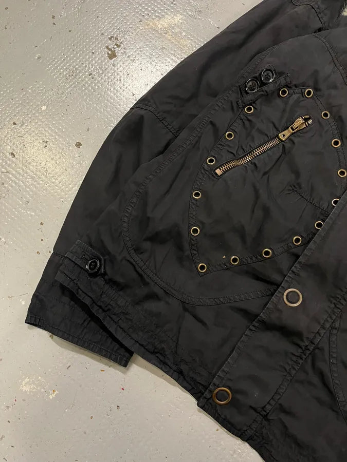 SS2004 Dolce & Gabbana Eyelet Bondage Army Black Jacket qtPYfkA 5