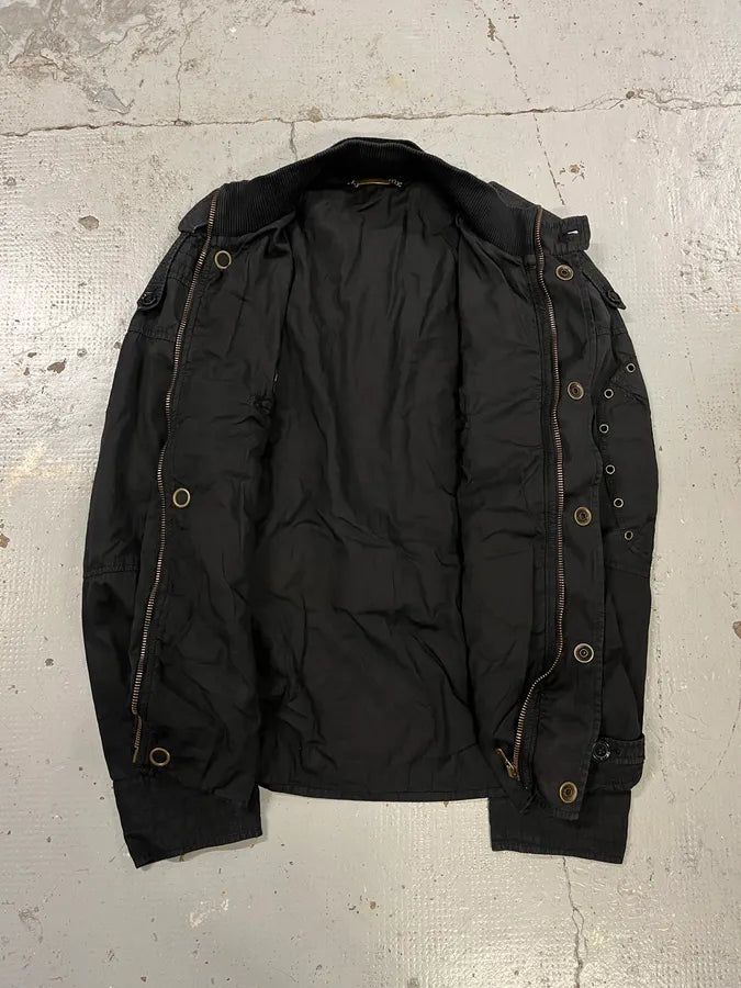 SS2004 Dolce & Gabbana Eyelet Bondage Army Black Jacket qtPYfkA 7