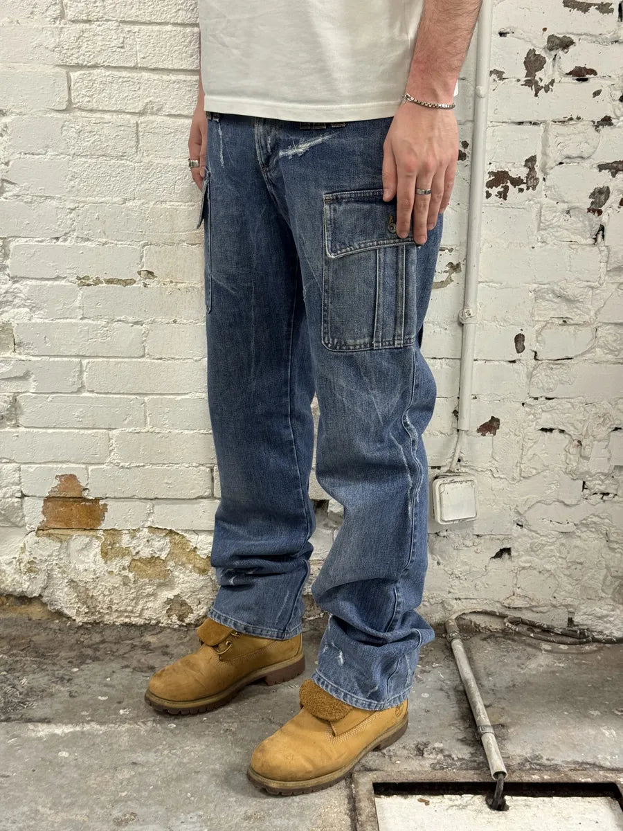 SS2004 Dolce & Gabbana Faded Cargo Denim Jeans aBejnsQ 2