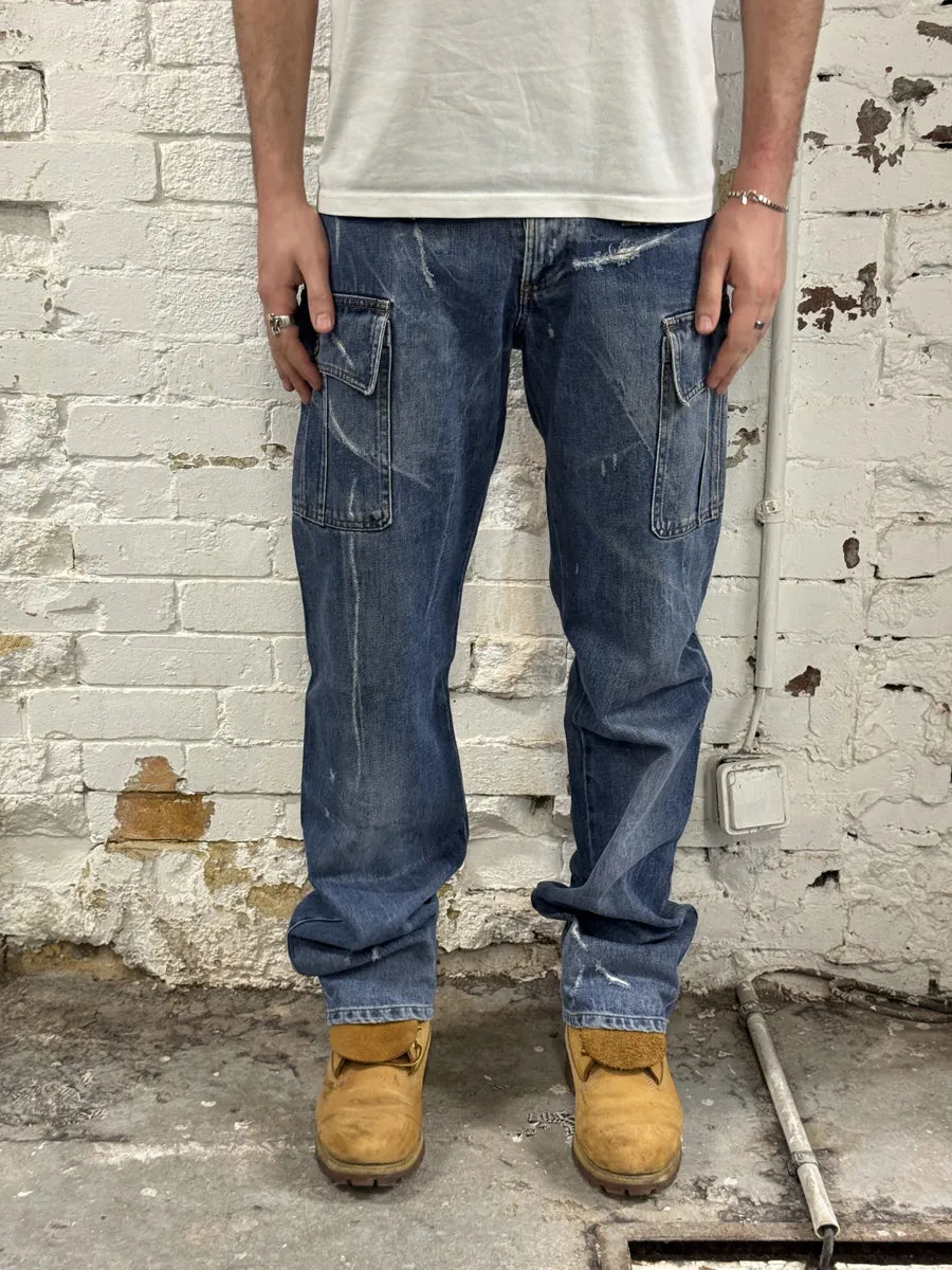SS2004 Dolce & Gabbana Faded Cargo Denim Jeans aBejnsQ 3