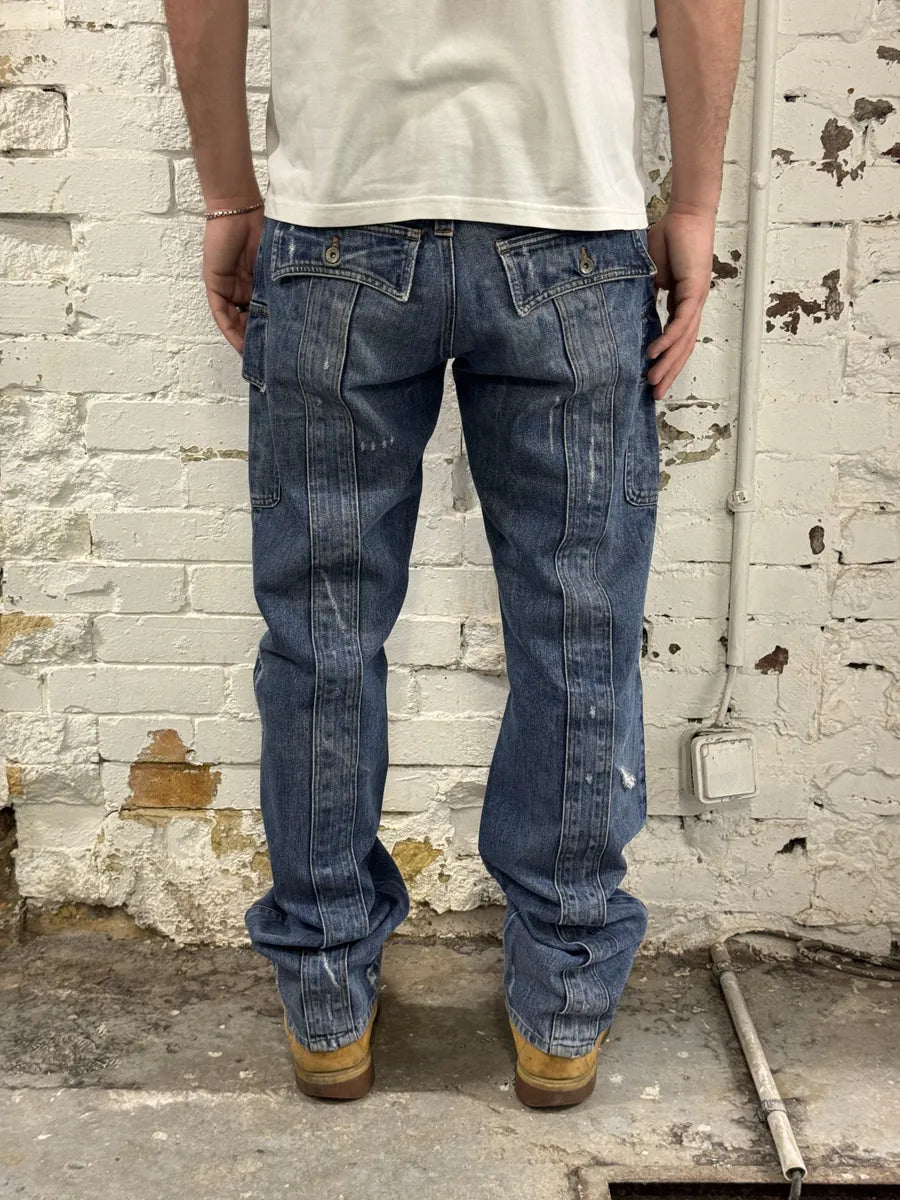SS2004 Dolce & Gabbana Faded Cargo Denim Jeans aBejnsQ 4