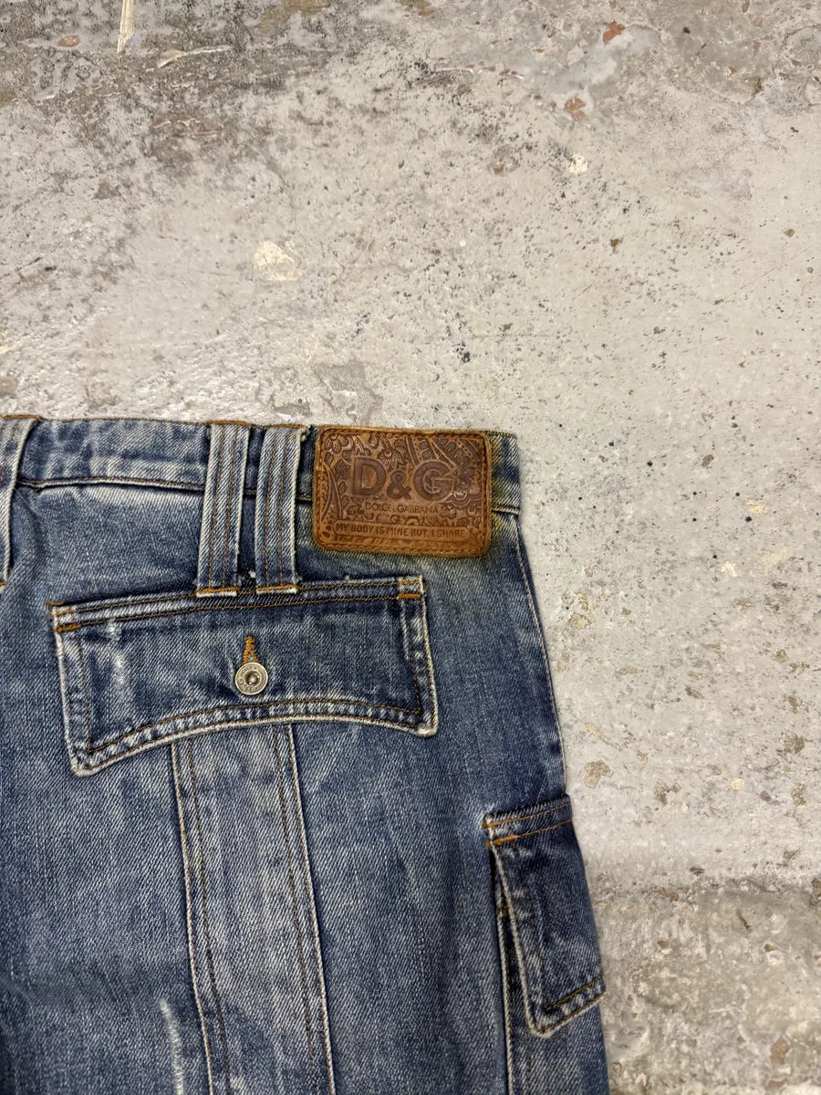 SS2004 Dolce & Gabbana Faded Cargo Denim Jeans aBejnsQ 5