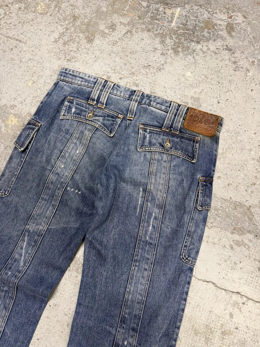 SS2004 Dolce & Gabbana Faded Cargo Denim Jeans aBejnsQ 6