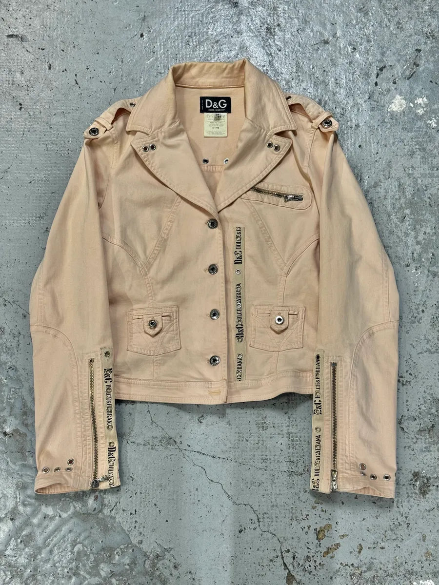 SS2004 Dolce & Gabbana Faded Pink Perfecto Light Jacket FglATUd 0