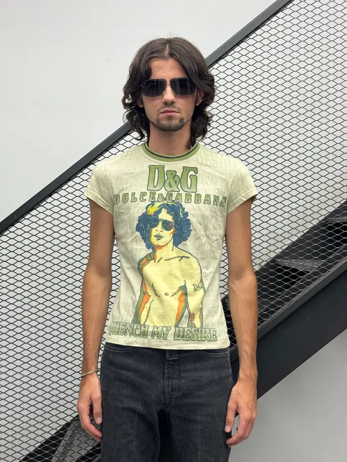 SS2004 Dolce & Gabbana Green & Yellow Human T-shirt  VfRuzld 2