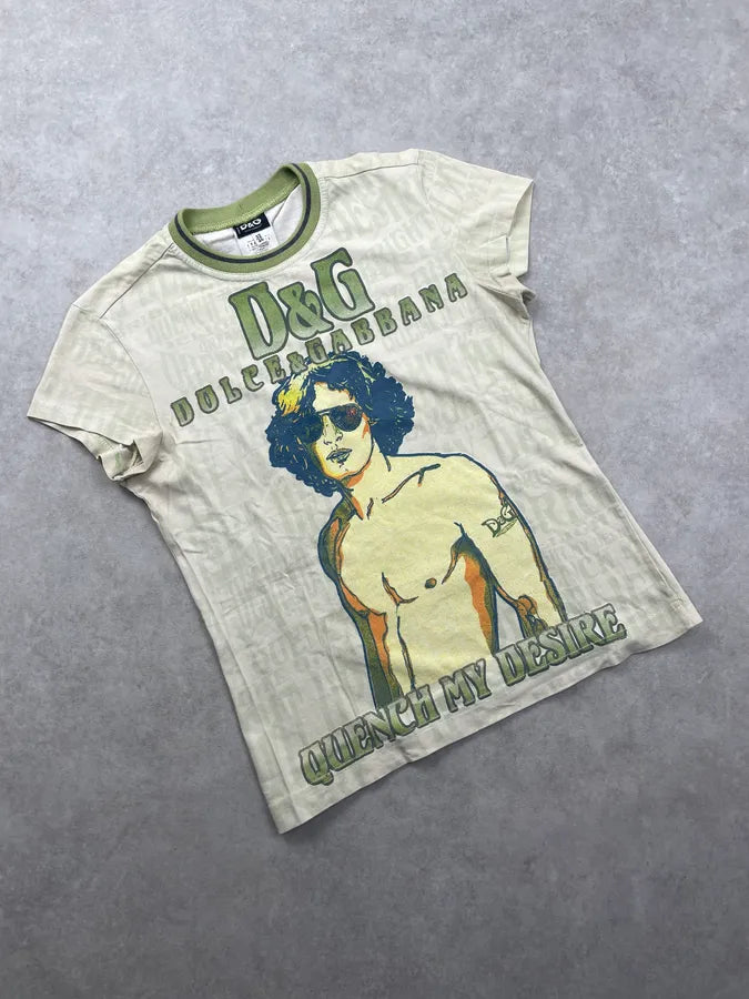 SS2004 Dolce & Gabbana Green & Yellow Human T-shirt  VfRuzld 4