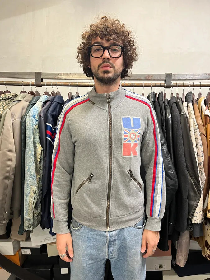 SS2004 Dolce & Gabbana Grey UK Zip-up Sweater NjMMFso 1