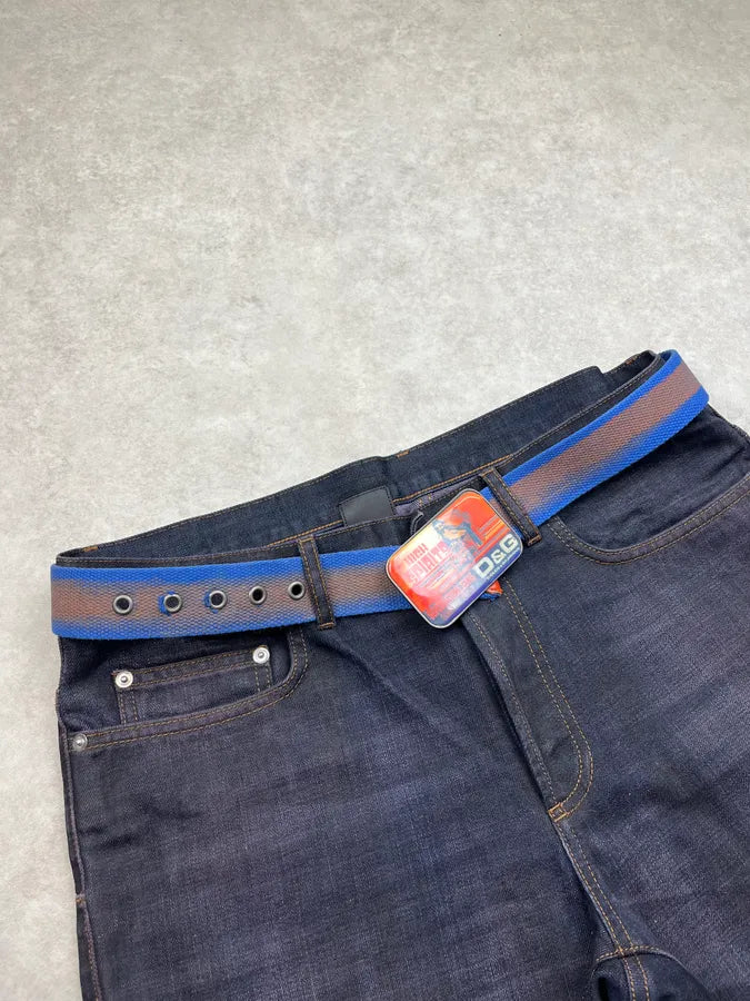 SS2004 Dolce & Gabbana High Spirit Blue Canvas Belt ftombOZ 2