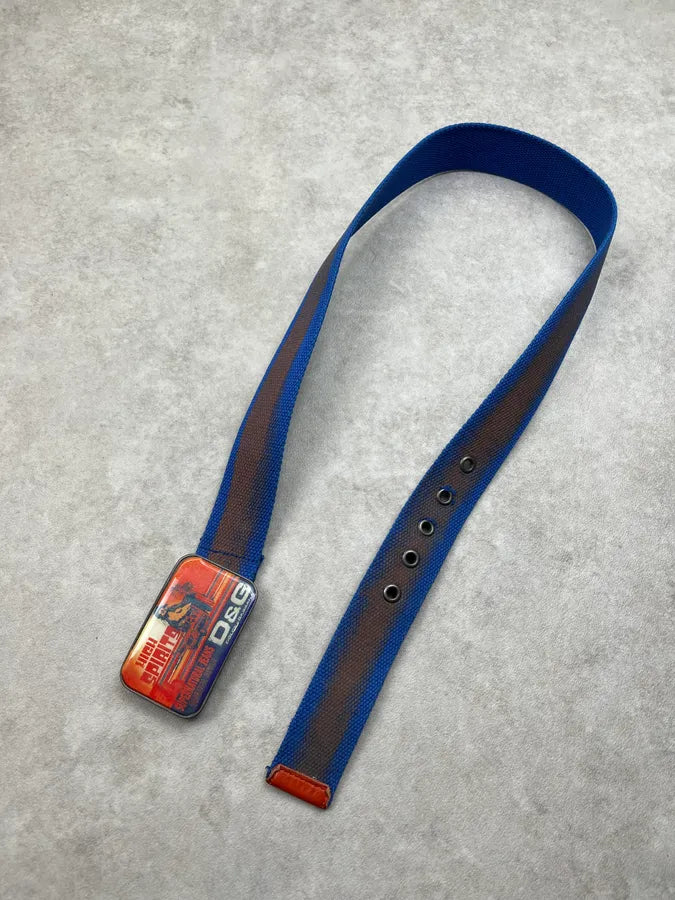 SS2004 Dolce & Gabbana High Spirit Blue Canvas Belt ftombOZ 3
