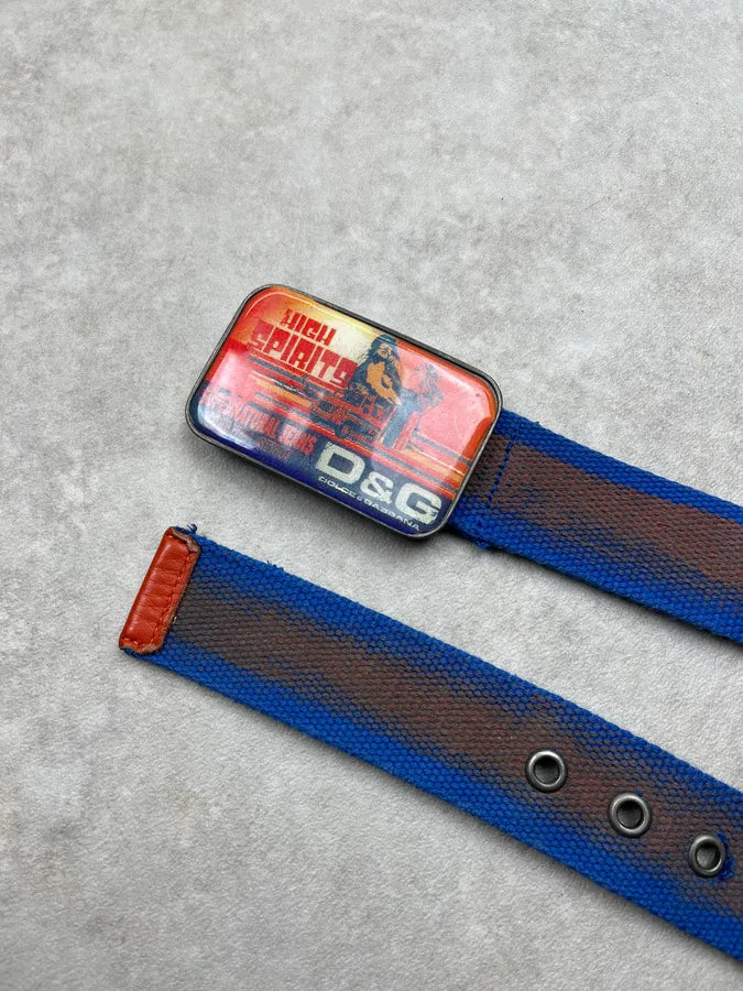 SS2004 Dolce & Gabbana High Spirit Blue Canvas Belt ftombOZ 4