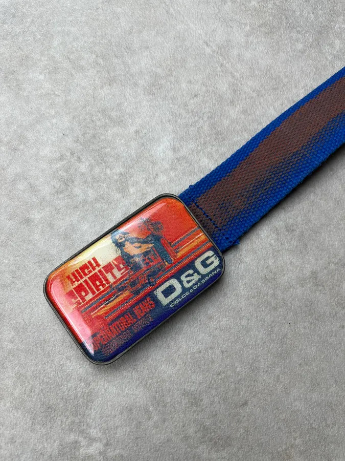 SS2004 Dolce & Gabbana High Spirit Blue Canvas Belt ftombOZ 5