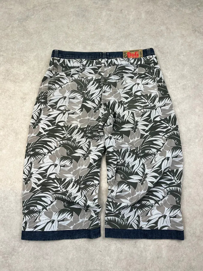SS2004 Dolce & Gabbana Jungle Floral Hybrid Denim Shorts xWvyLmq 6