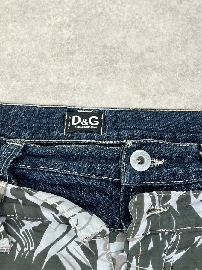 SS2004 Dolce & Gabbana Jungle Floral Hybrid Denim Shorts xWvyLmq 8