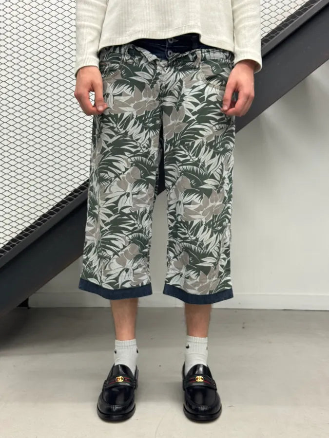 SS2004 Dolce & Gabbana Jungle Floral Hybrid Denim Shorts xWvyLmq 1