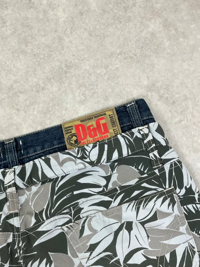 SS2004 Dolce & Gabbana Jungle Floral Hybrid Denim Shorts xWvyLmq 9