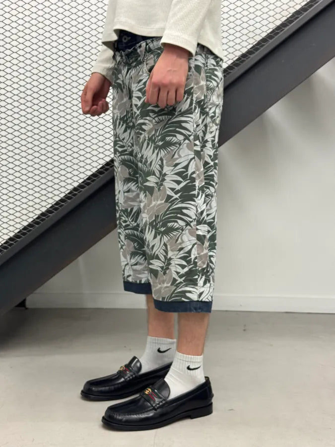 SS2004 Dolce & Gabbana Jungle Floral Hybrid Denim Shorts xWvyLmq 2