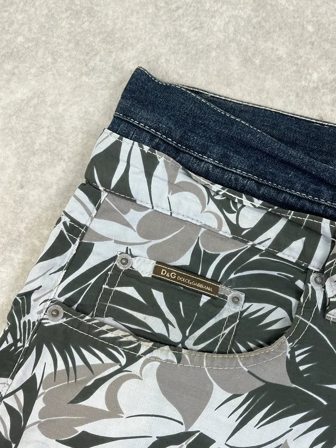 SS2004 Dolce & Gabbana Jungle Floral Hybrid Denim Shorts xWvyLmq 10