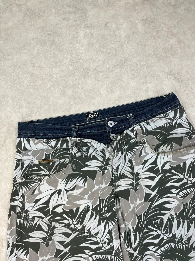 SS2004 Dolce & Gabbana Jungle Floral Hybrid Denim Shorts xWvyLmq 5