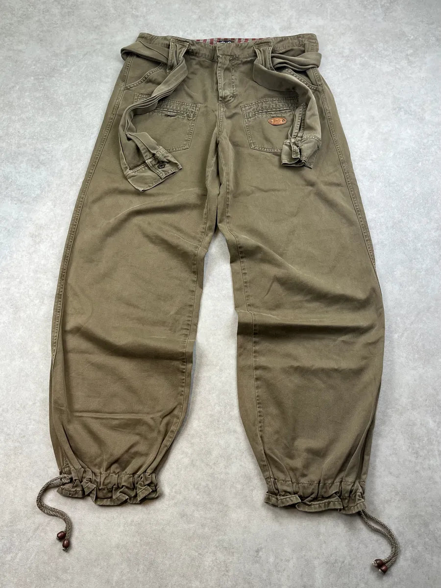SS2004 Dolce & Gabbana Khaki Sleeve Belted Pants eMFbRny 0