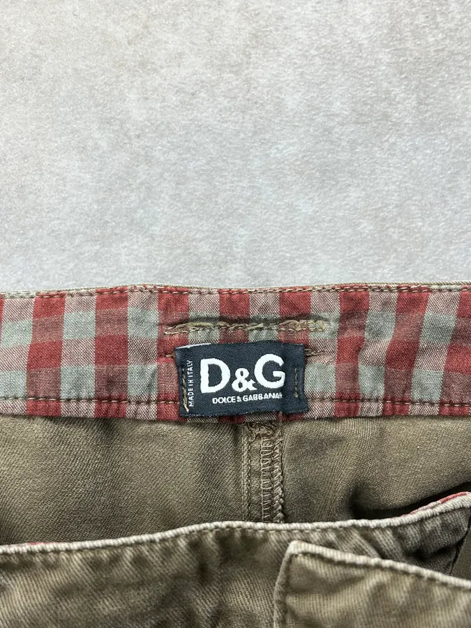 SS2004 Dolce & Gabbana Khaki Sleeve Belted Pants eMFbRny 10