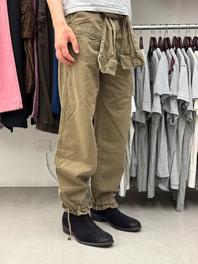 SS2004 Dolce & Gabbana Khaki Sleeve Belted Pants eMFbRny 2
