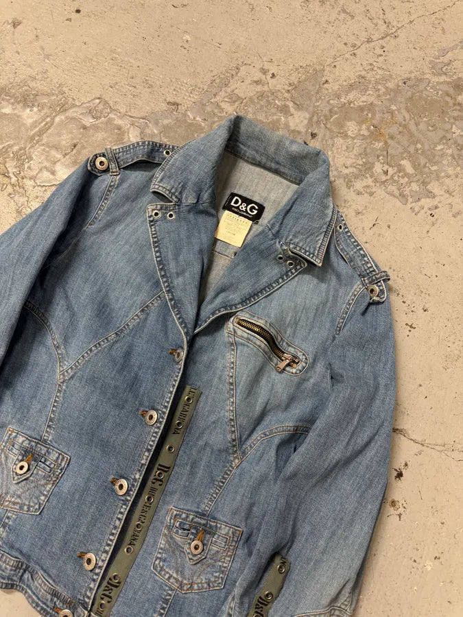 SS2004 Dolce & Gabbana Military Bondage Denim  Jacket dxAEEcr 1