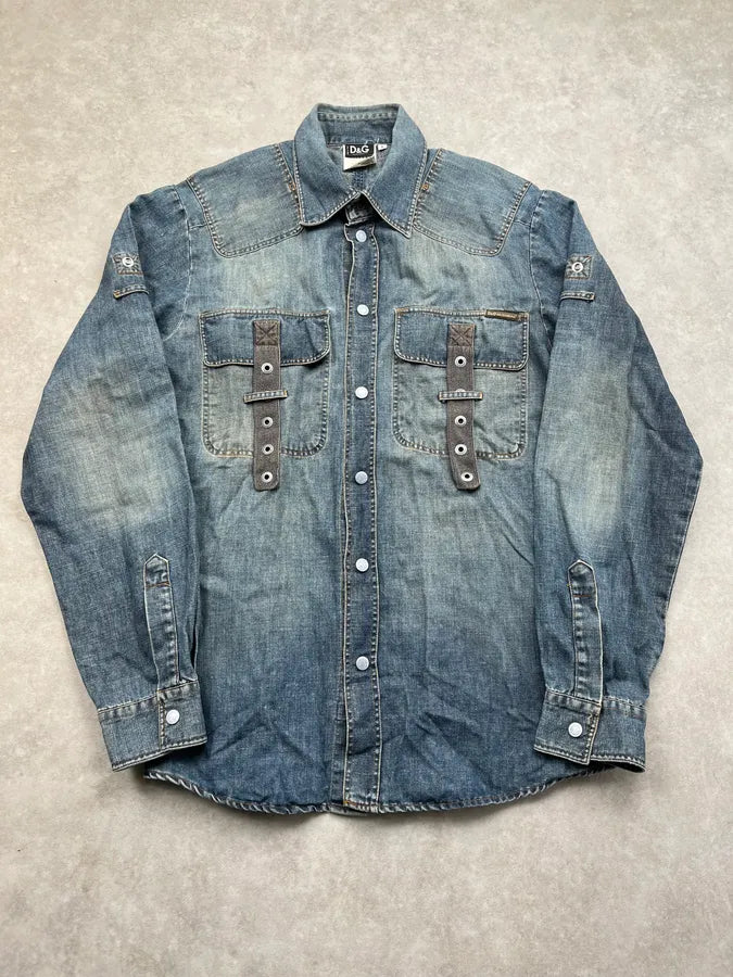 SS2004 Dolce & Gabbana Multi-Pocket Denim Light Jacket auZWeSi 0