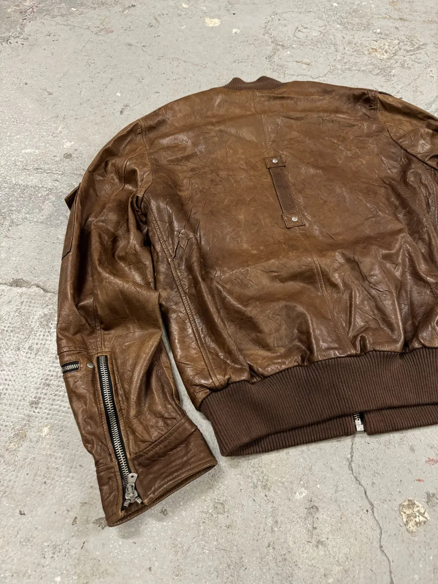 SS2004 Dolce & Gabbana Ninja Brown Multi-Zip Leather Jacket bihQrst 10